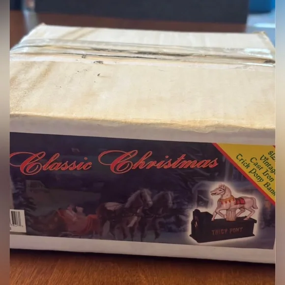 🆕 🎄 Classic Christmas Vintage Cast Iron Trick Pony Bank. New in box. Rare. - Picture 8 of 9